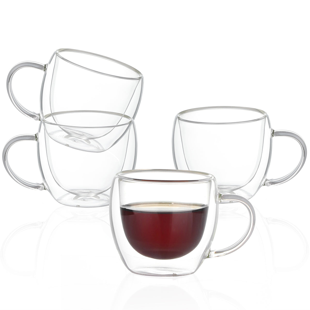 Double Walled Insulated Glass Cups Set of 4-PACK 8.3 oz / 250 ML