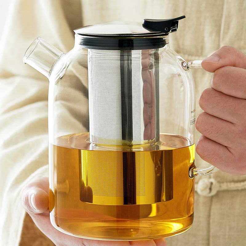 BIG BELLY 46oz/ 1400ml GLASS Teapot with permanent Infuser